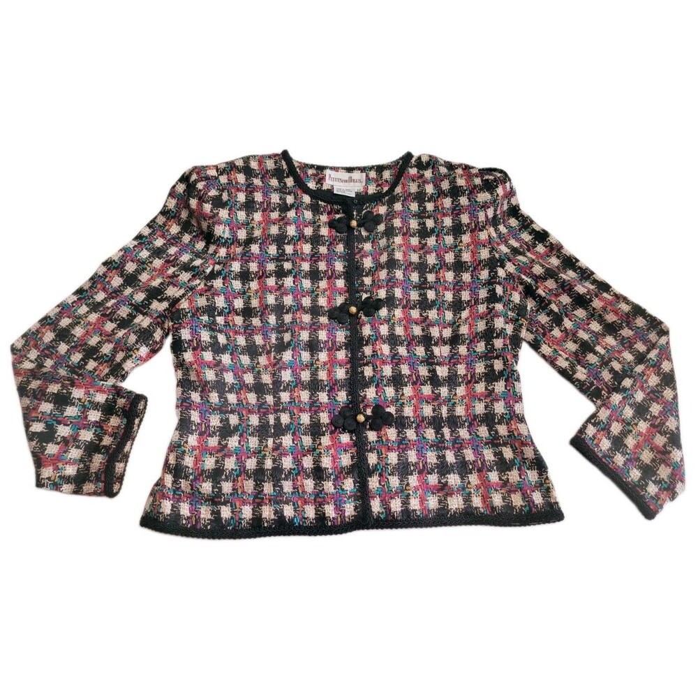 Vintage Petites for Maggy Blazer Multicolor Button Dynasty Size 12 Satin